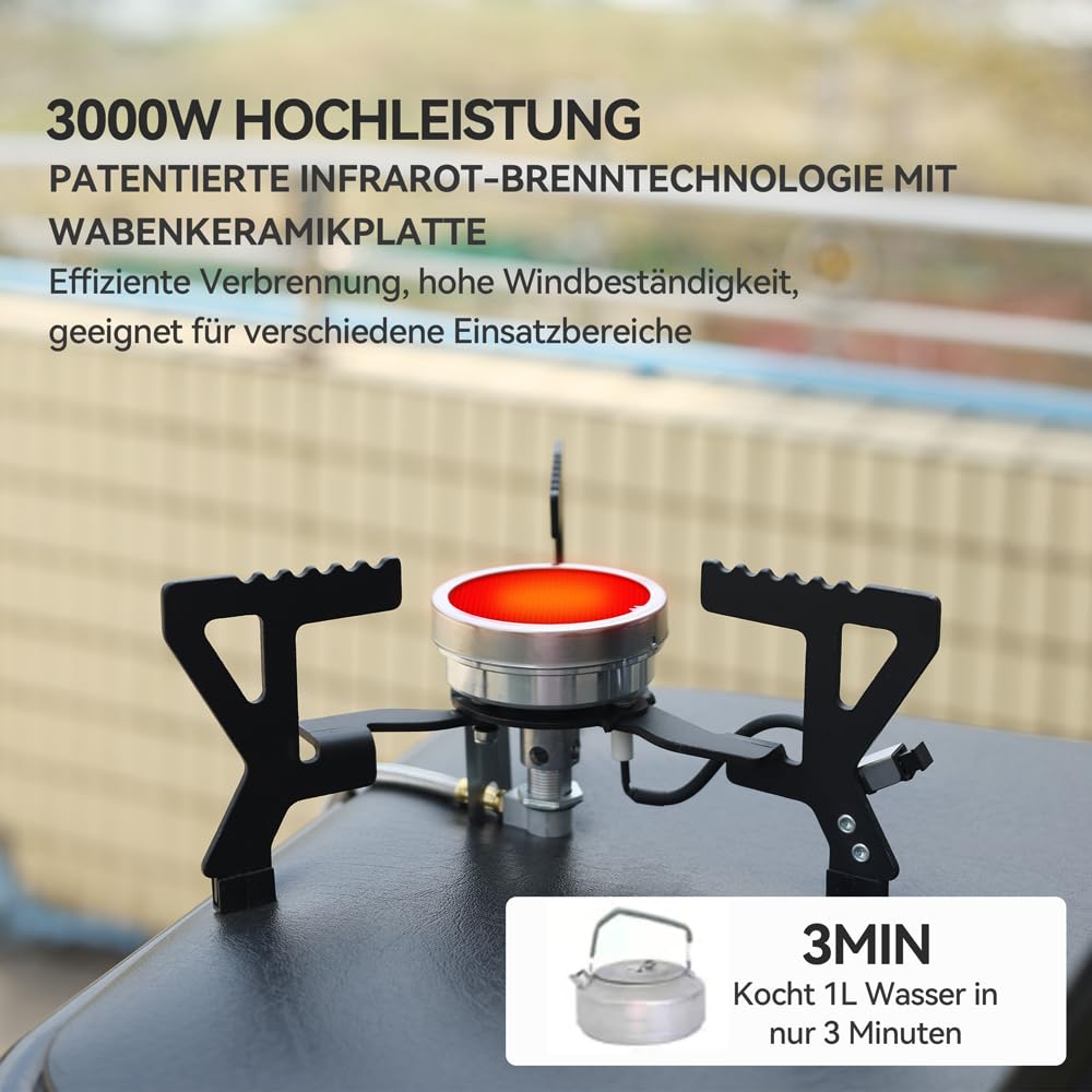 REDSUN FD3 Gaskocher Infrarot 3,0 kW mit EVA-Tasche