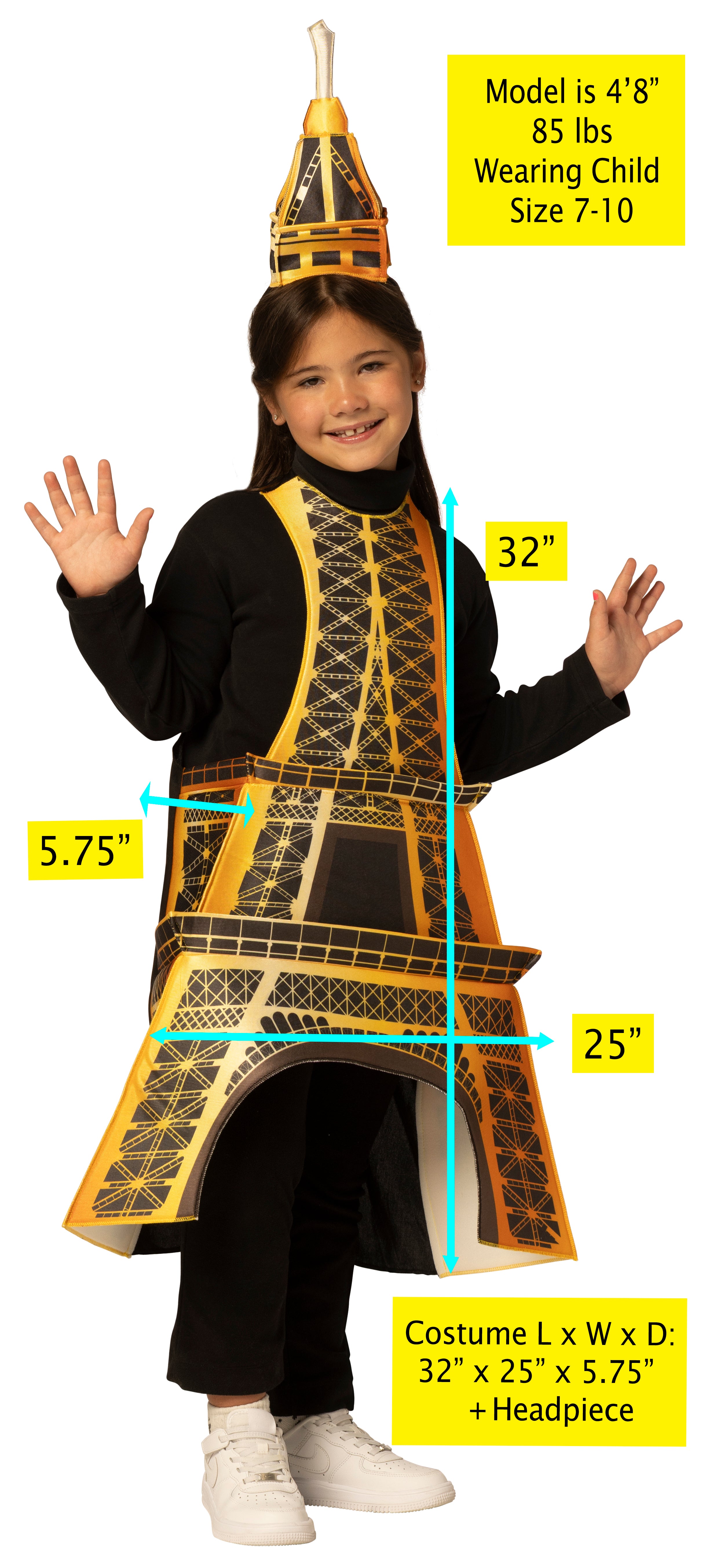 Rasta Imposta Eiffel Tower Kostüm Kinder 7-10 Jahre