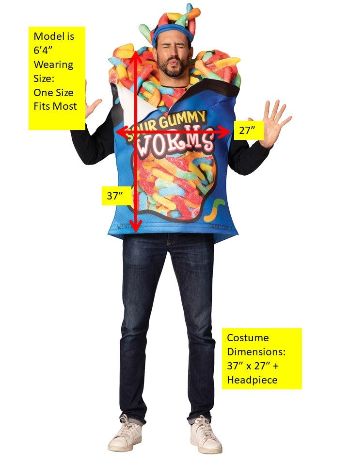 Rasta Imposta Sour Gummy Worms Kostüm Einheitsgröße