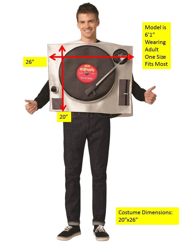 Rasta Imposta Old School Turntable Kostüm Einheitsgröße Plattenspieler