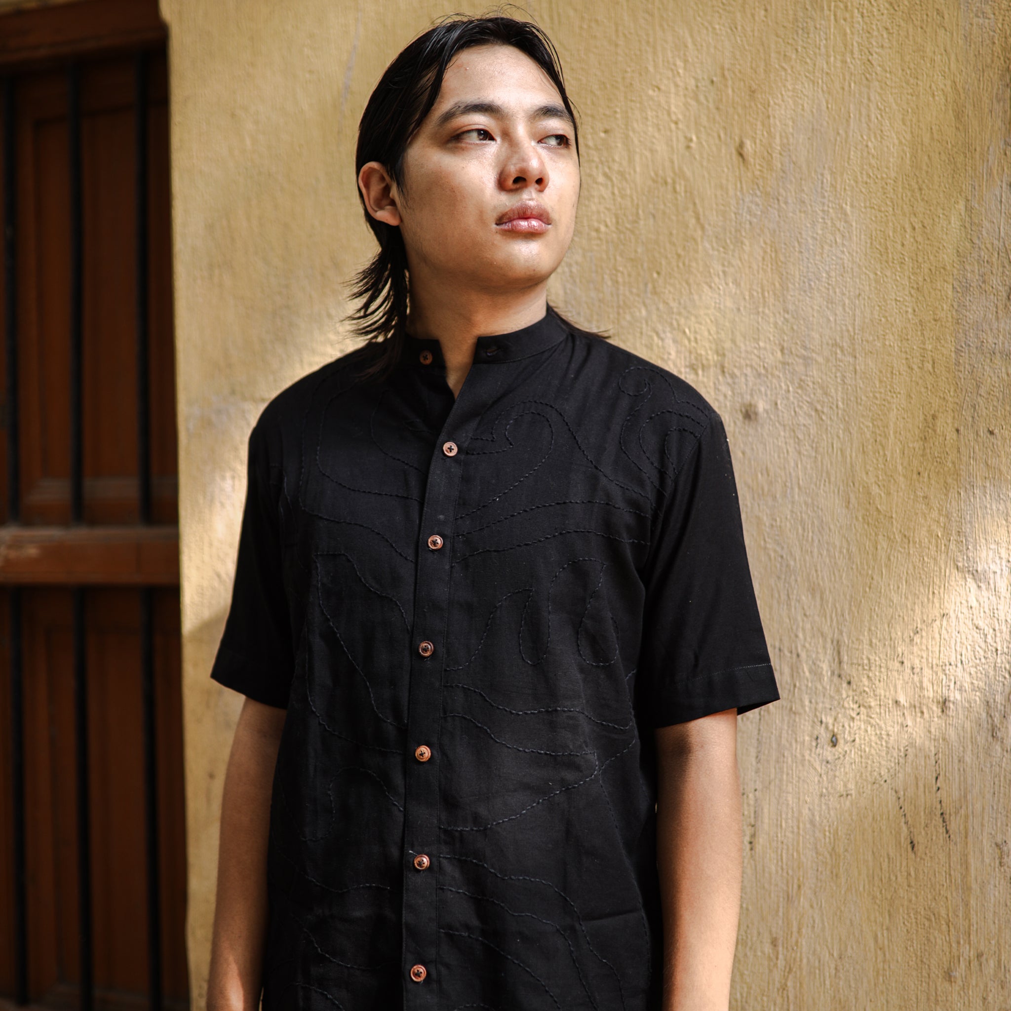 Chaks Chhaya Black Shirt Herren Hemd Schwarz M Baumwolle