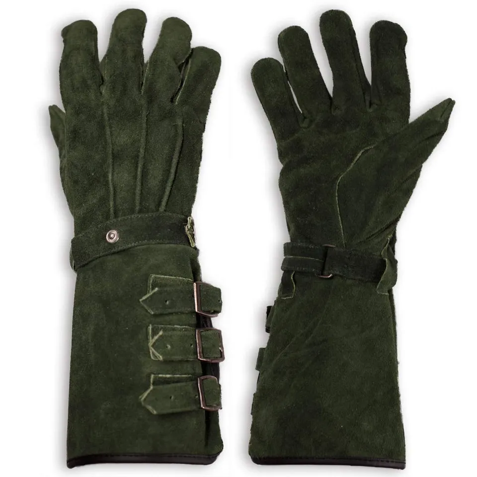 Mytholon Kandor Handschuhe grün L Wildleder Stulpen