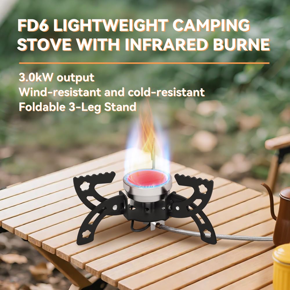 REDSUN FD6 Campingkocher mit EVA-Tasche winddicht 3,0 kW