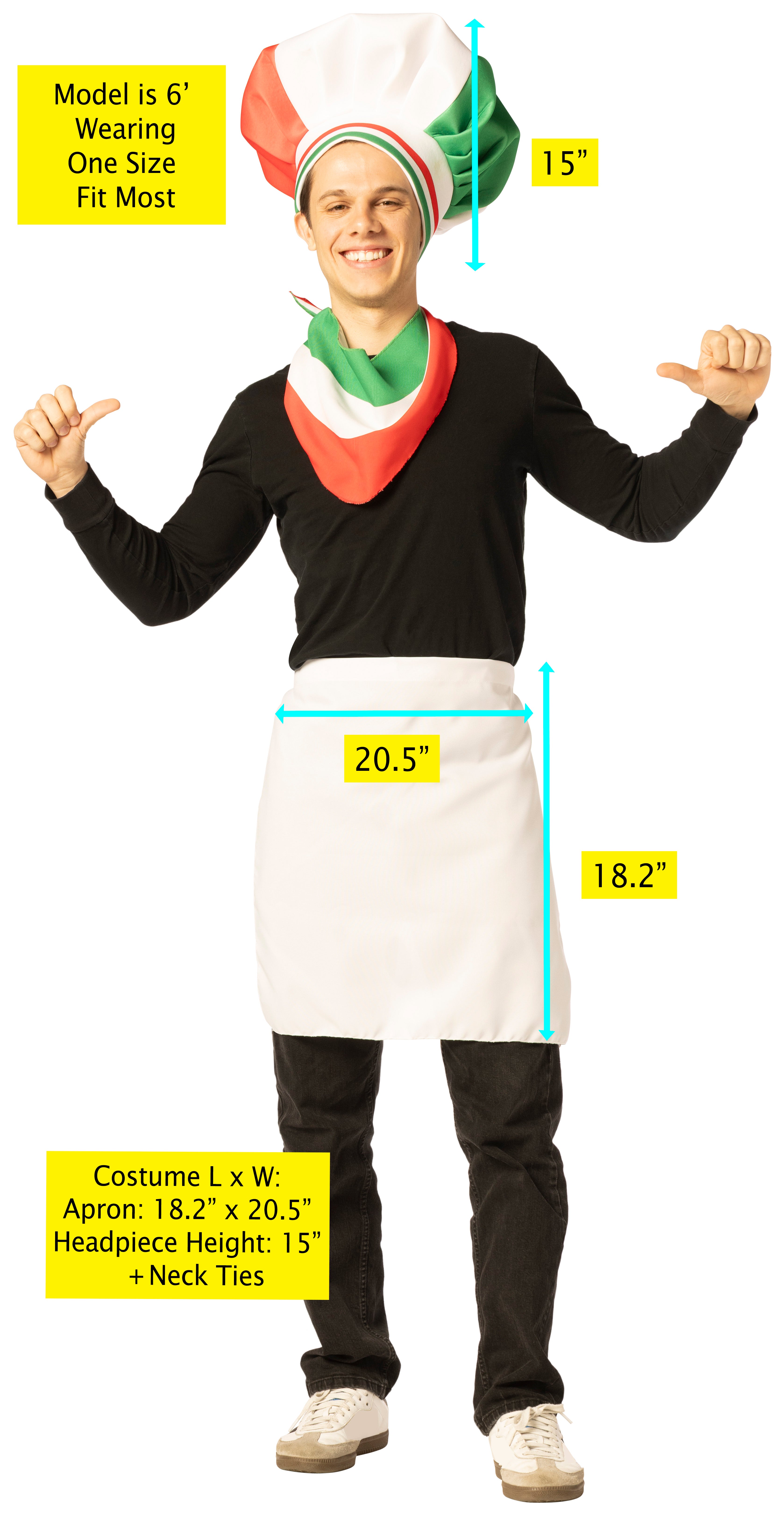 Rasta Imposta Italian Chef Koch Kostüm Mütze Schal Schürze Set