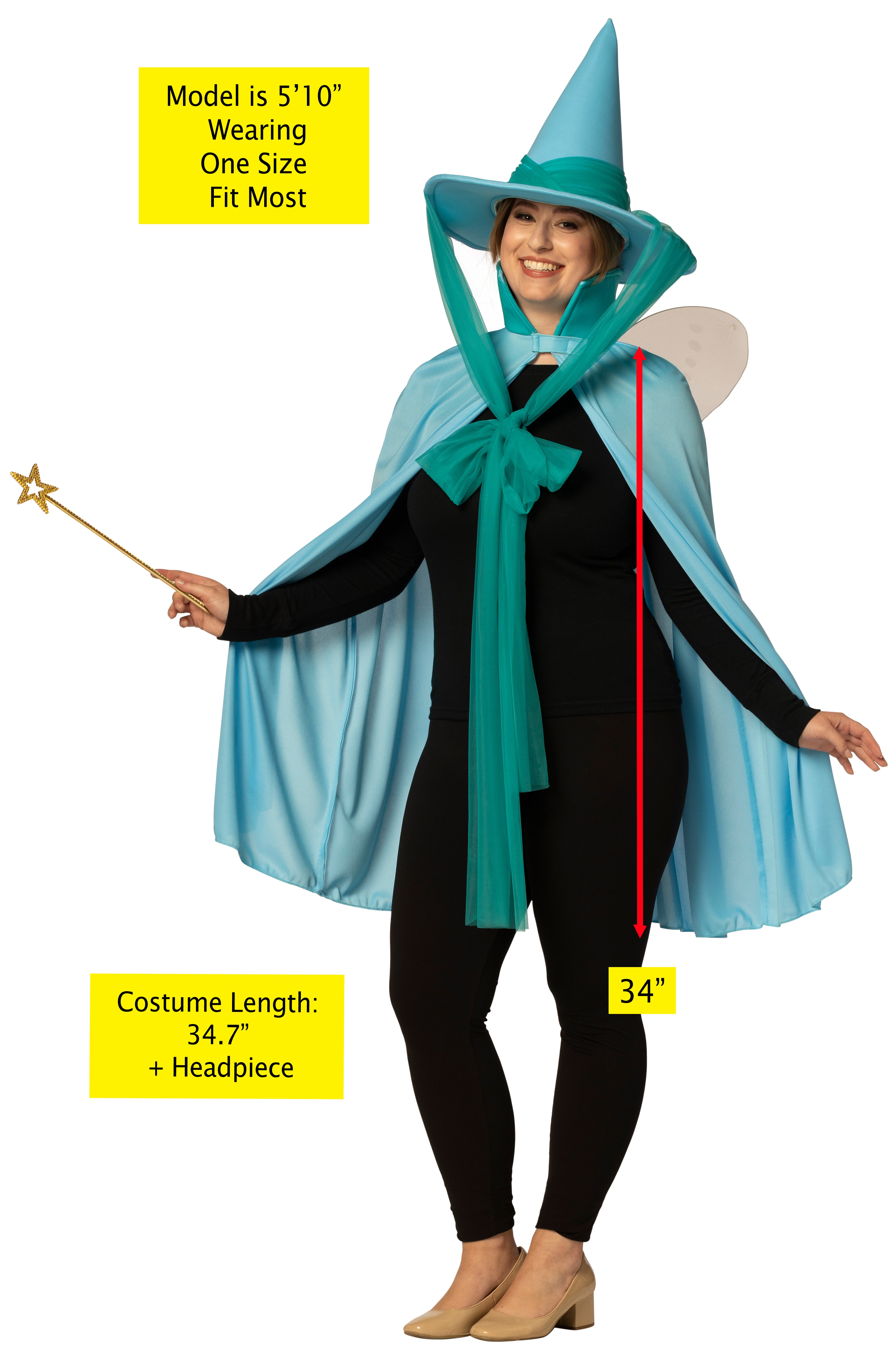 Rasta Imposta Fairy Godmother Kostüm Blau Einheitsgröße Set