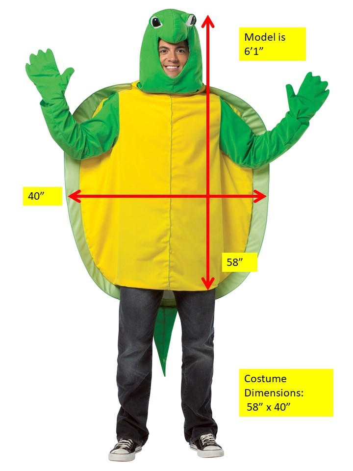 Rasta Imposta Adult Costumes Turtle Kostüm One Size mit Kapuze
