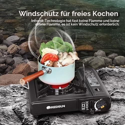 REDSUN C2 Campingkocher Infrarot 1,45 kW schwarz Piezo