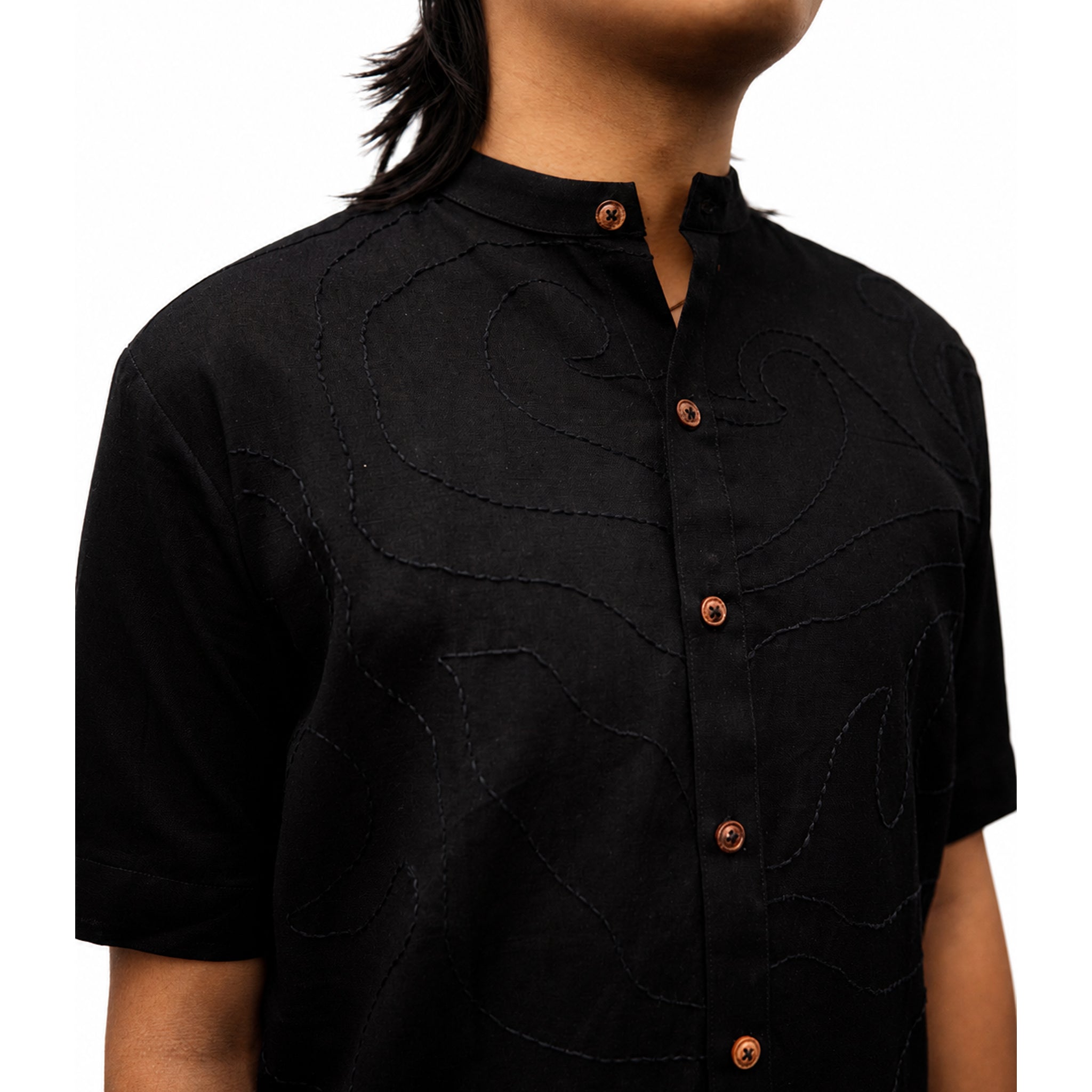 Chaks Chhaya Black Shirt Herren Hemd Schwarz M Baumwolle