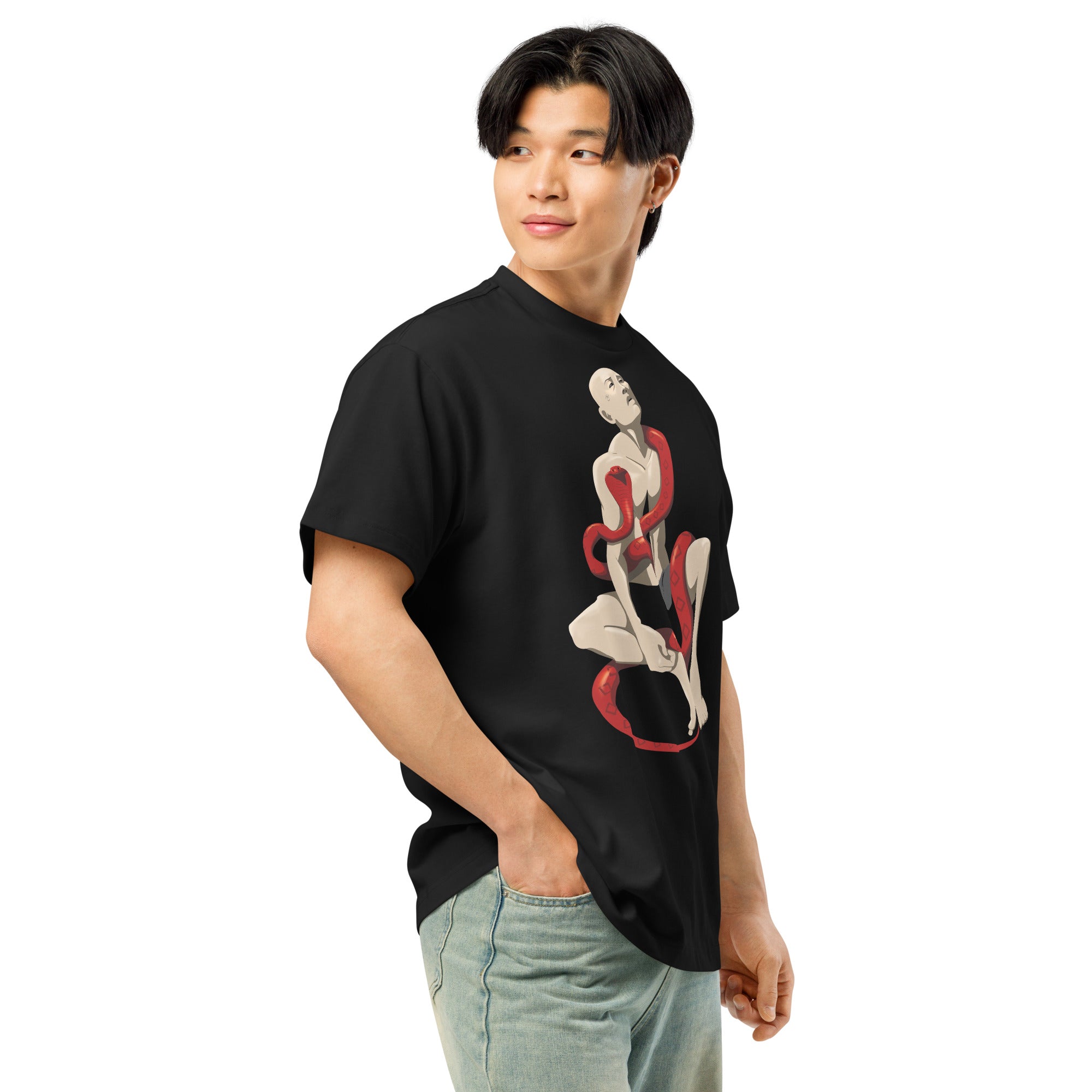 Black Snake MESAN Oversized T-Shirt schwarz Schlange
