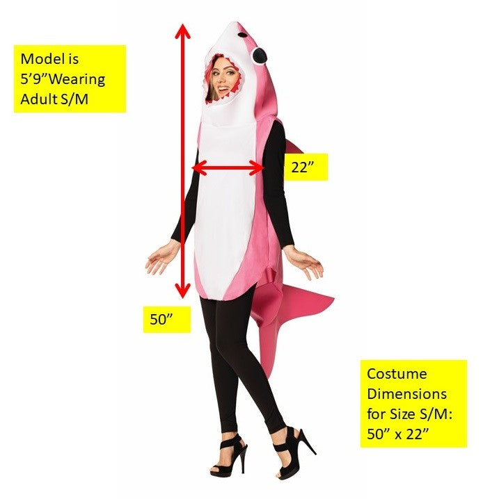 Rasta Imposta Pink Shark Kostüm Hai S-M Rosa Polyfoam