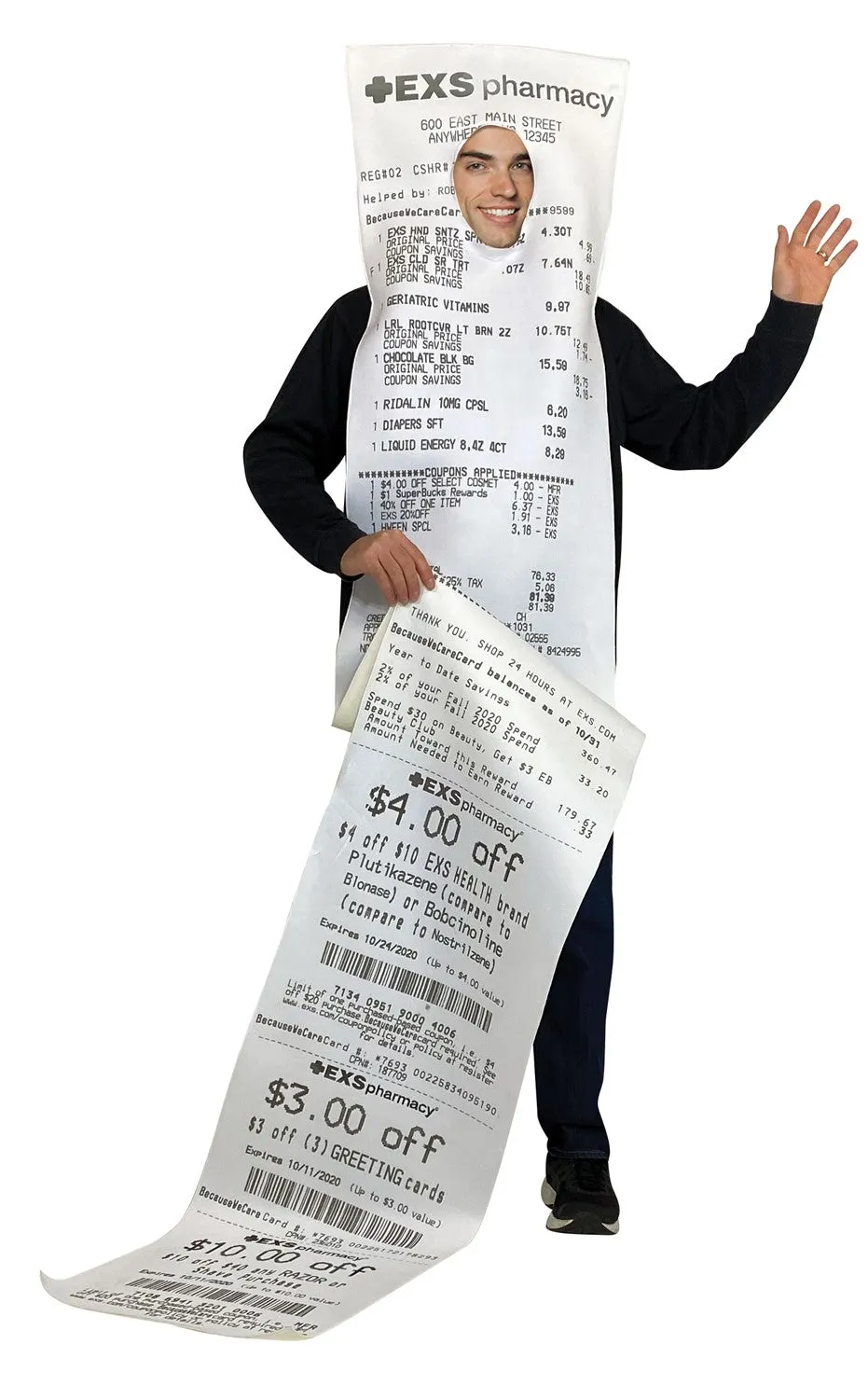 Rasta Imposta Pharmacy Receipt Kostüm Kapuze Einheitsgröße