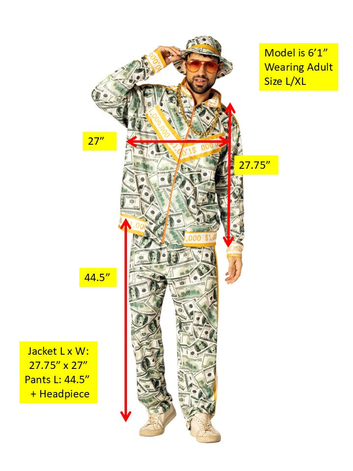 Rasta Imposta Money Suit Geld Kostüm Herren L-XL mit Hut