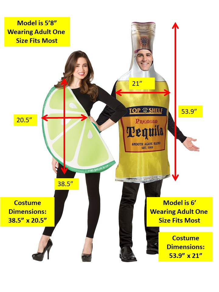 Rasta Imposta Tequila Bottle & Lime Kostüm Paar 2 Tuniken