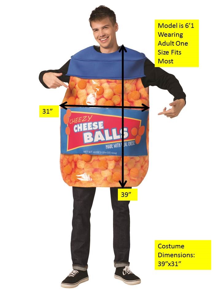 Rasta Imposta Cheeseballs Snack Kostüm Gelb Einheitsgröße Tunika