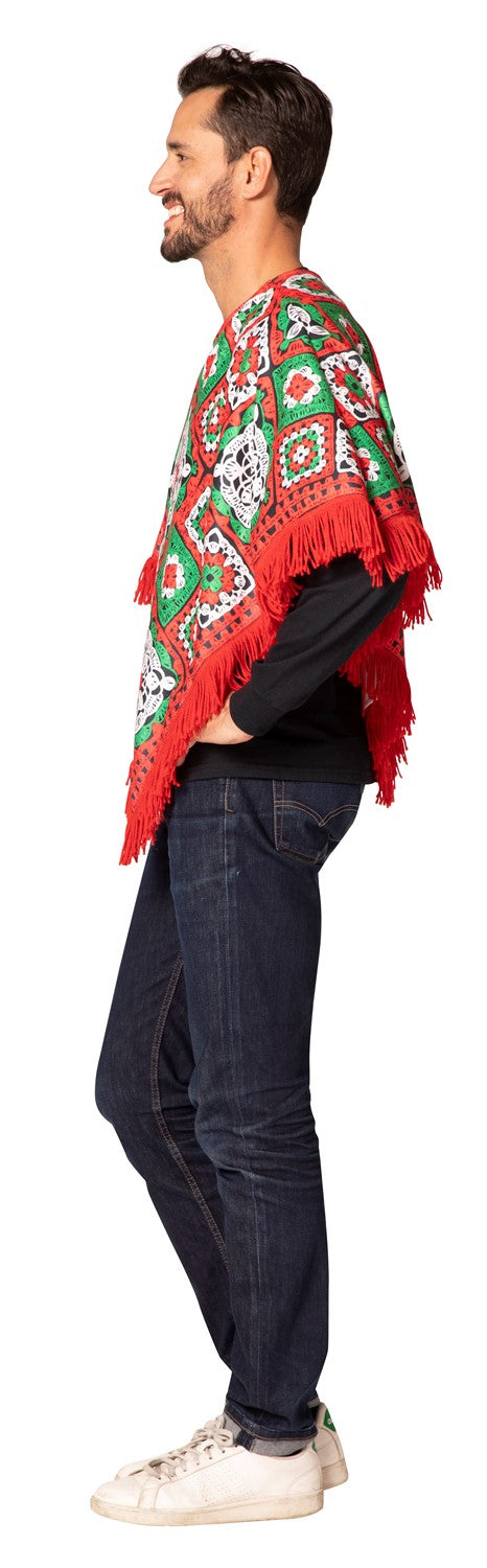 Rasta Imposta Weihnachts Poncho Kostüm LED Rot Grün Einheitsgröße