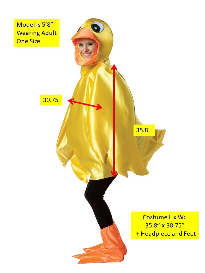 Rasta Imposta Yellow Ducky Enten Kostüm Einheitsgröße gelb Tunika