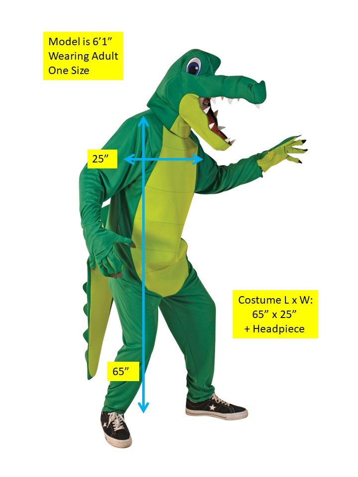 Rasta Imposta Alligator Kostüm Erwachsene Overall mit Kopfteil