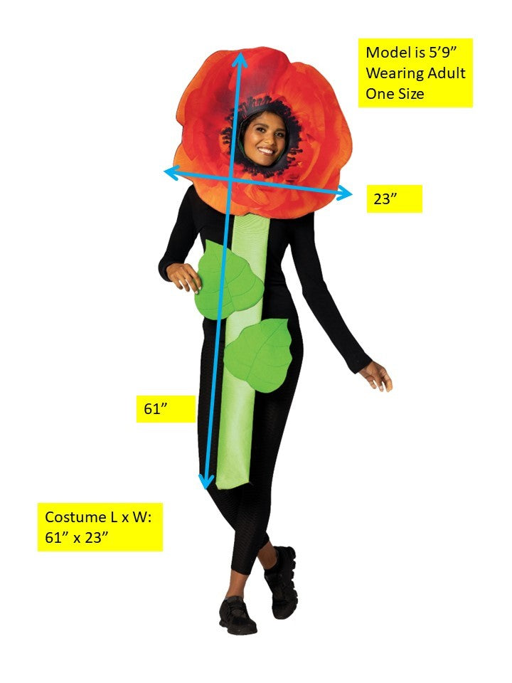 Rasta Imposta Poppy Flower Blumenkostüm Einheitsgröße Polyester