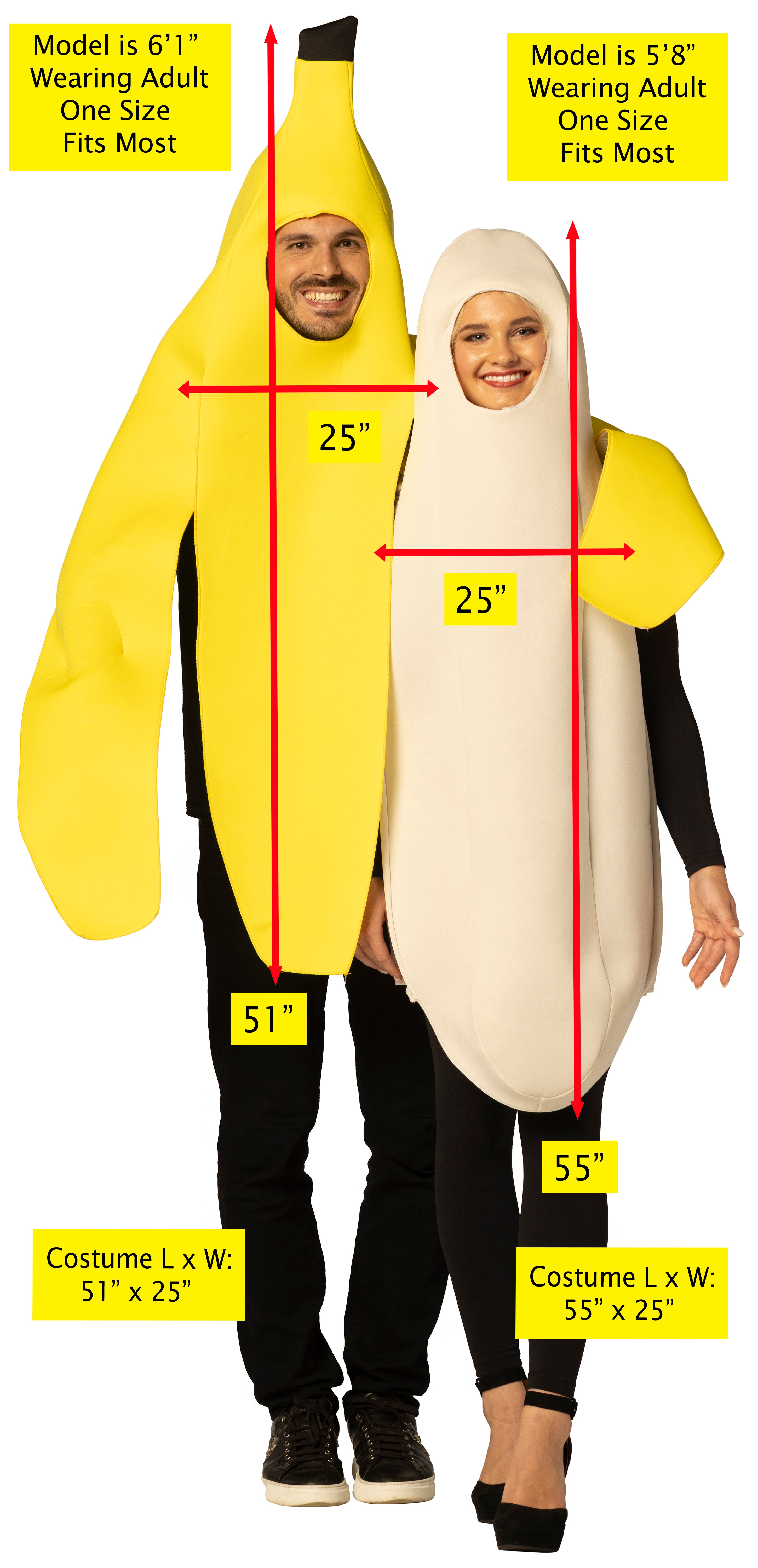 Rasta Imposta Banana Peel & Peeled Banana Paar-Kostüm Einheitsgröße