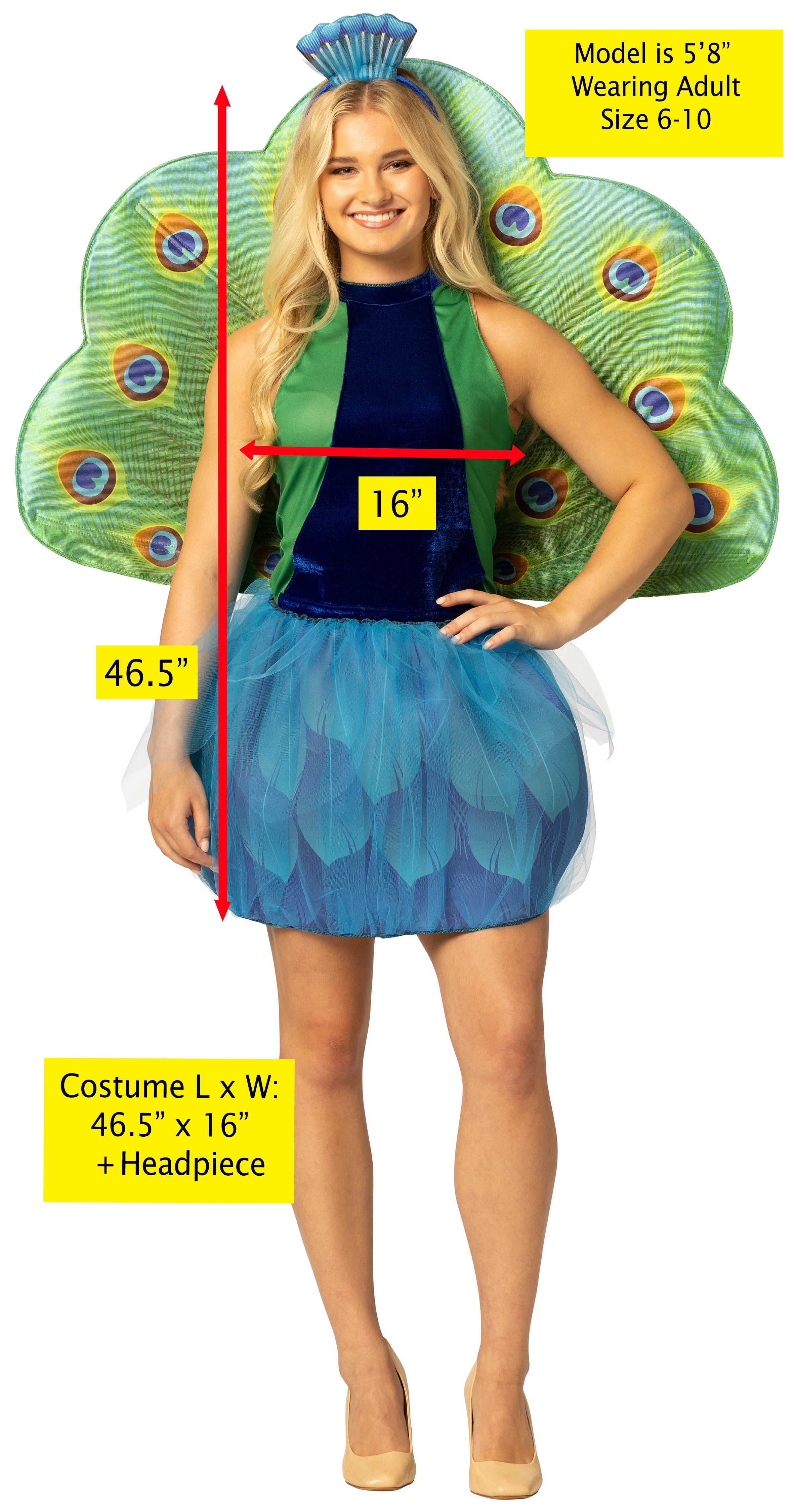 Rasta Imposta Peacock Kostüm Damen 6-10 Kleid mit Kopfschmuck