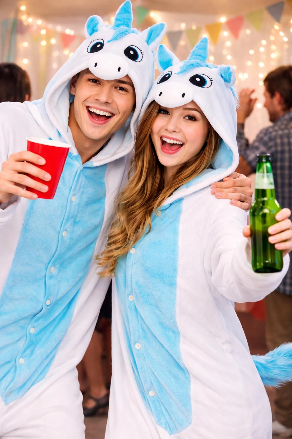 Katara Einhorn Schwarz Sterne Onesie Kostüm M Flanell