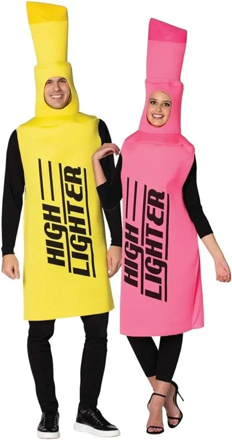 Rasta Imposta Pink Yellow Highlighter Kostüm Paarkostüm 2-tlg