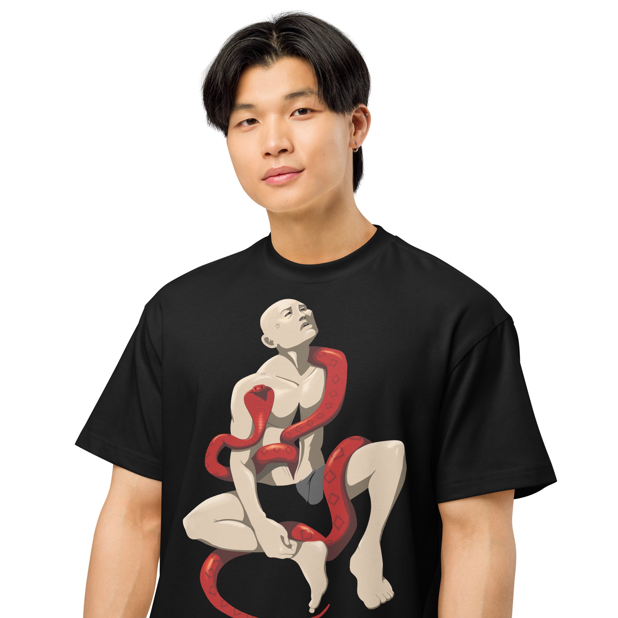 Black Snake MESAN Oversized T-Shirt schwarz Schlange