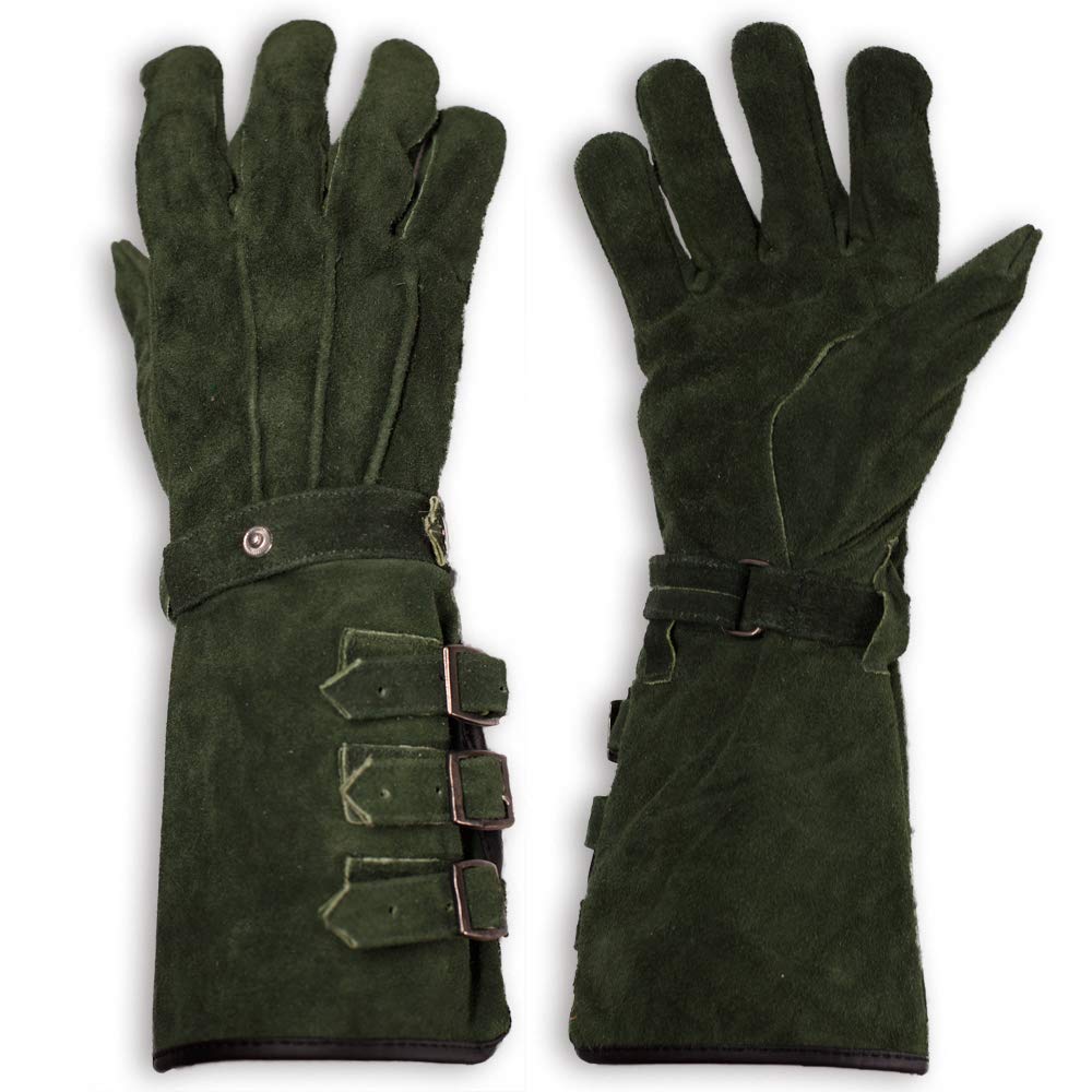Mytholon Kandor Handschuhe grün L Wildleder Stulpen