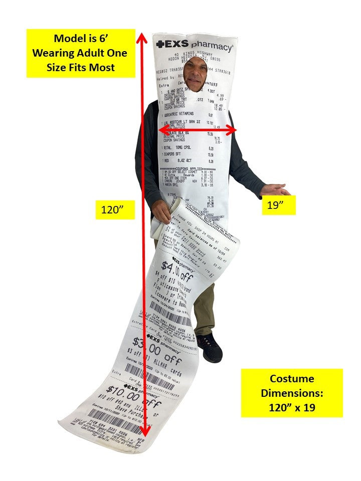 Rasta Imposta Pharmacy Receipt Kostüm Kapuze Einheitsgröße
