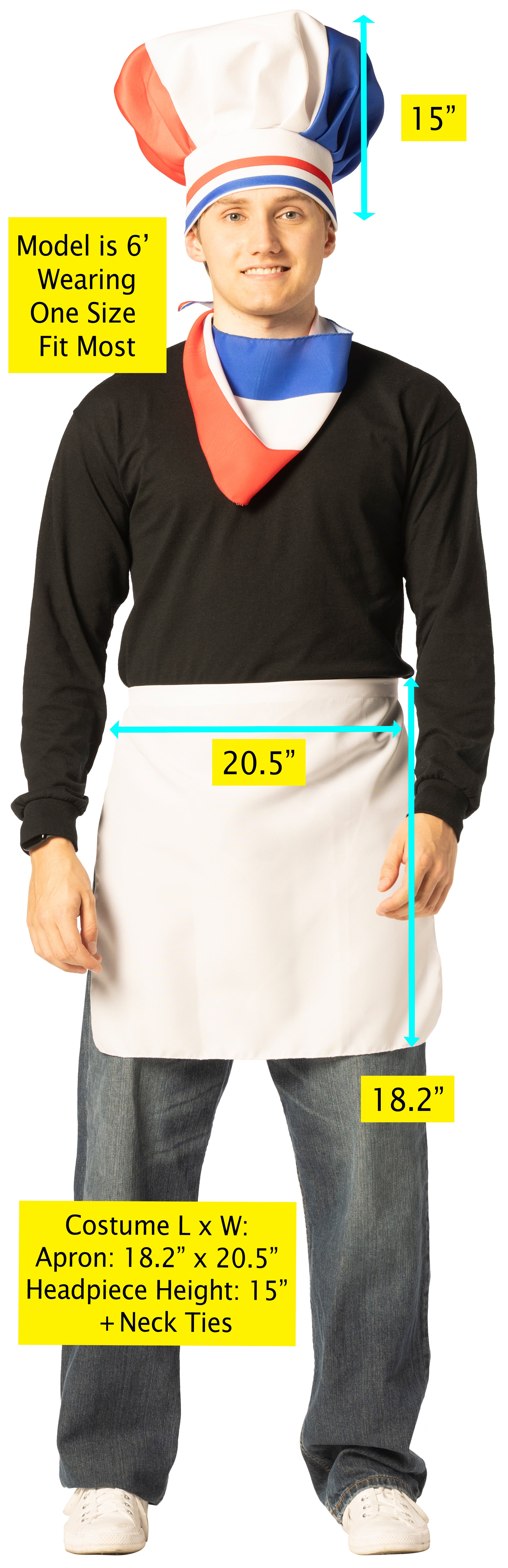 Rasta Imposta Chef Kostüm Kochmütze Schürze Einheitsgröße