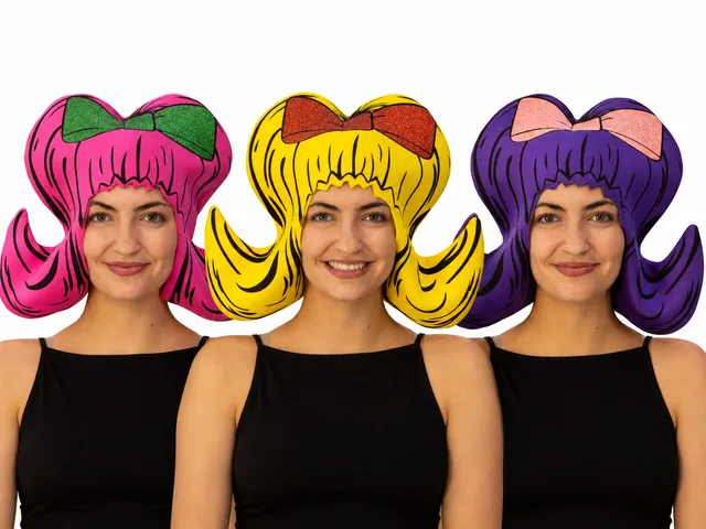 Rasta Imposta Bouffant Perücken 3er Pack Pink Lila Gelb