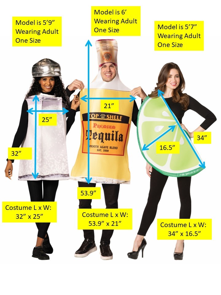Rasta Imposta Tequila Gruppenkostüm 3er Flasche Limette Salz