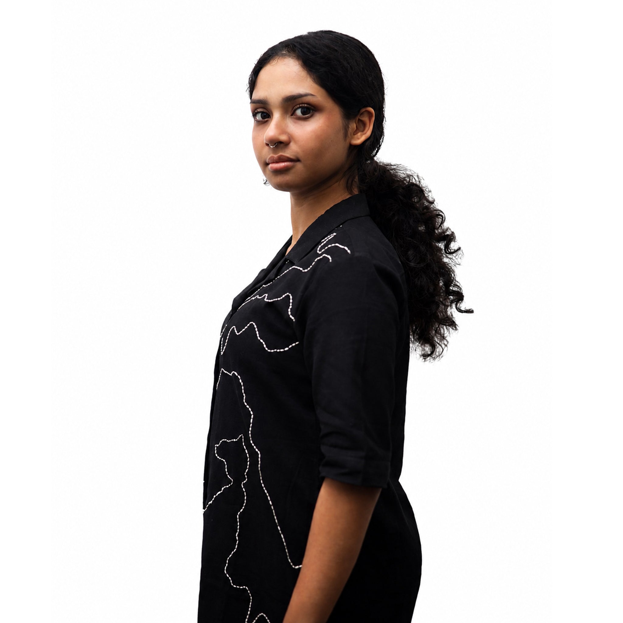 Chaks Manchitra Black Shirt Damen Bluse Schwarz M Kantha