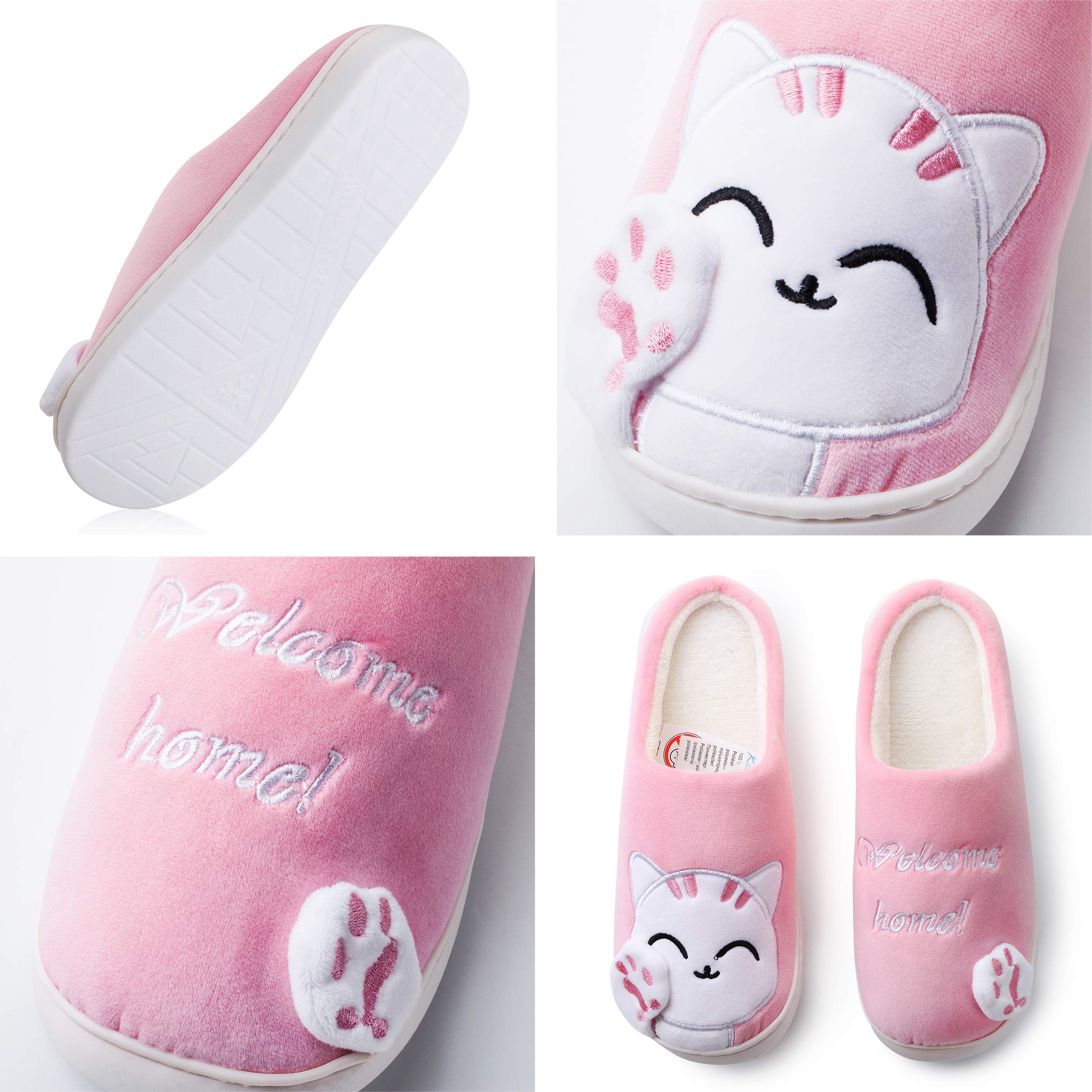Katara Hausschuhe Katze Weiß Pink Flach Gr. 34/35