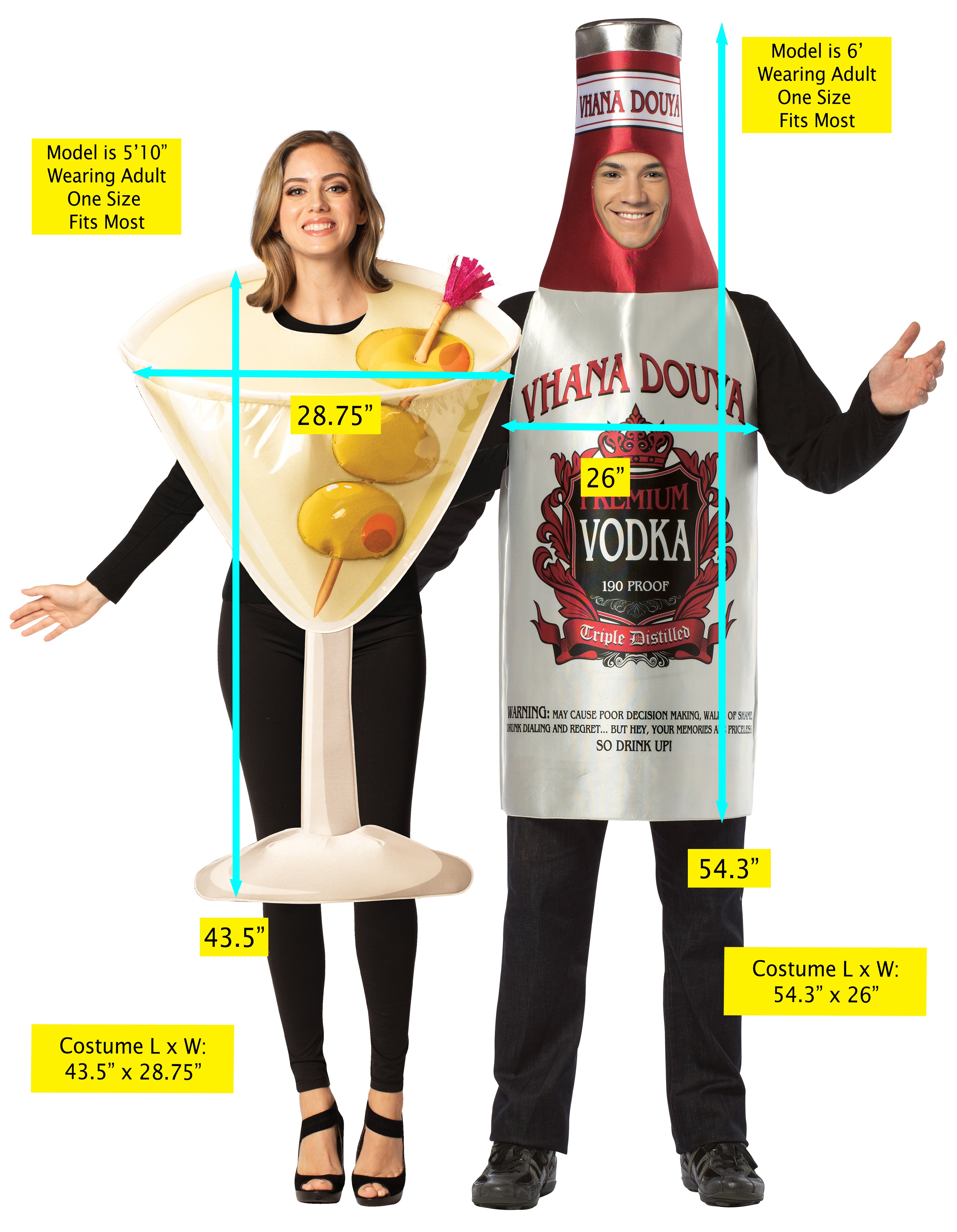 Rasta Imposta Dirty Martini Vodka Partnerkostüm One Size