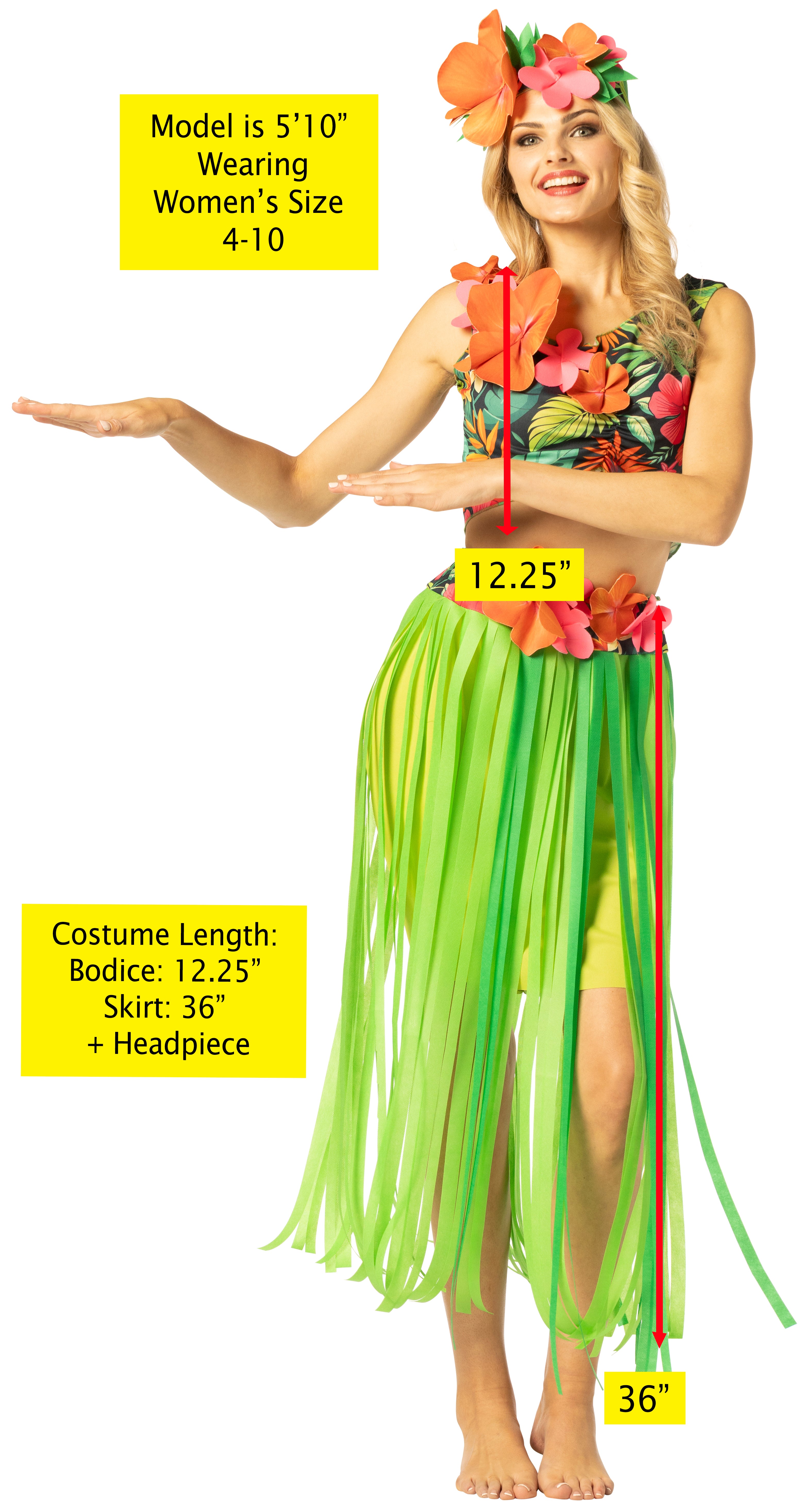 Rasta Imposta Hula Girl Damenkostüm Hawaii 4-10 Blumen