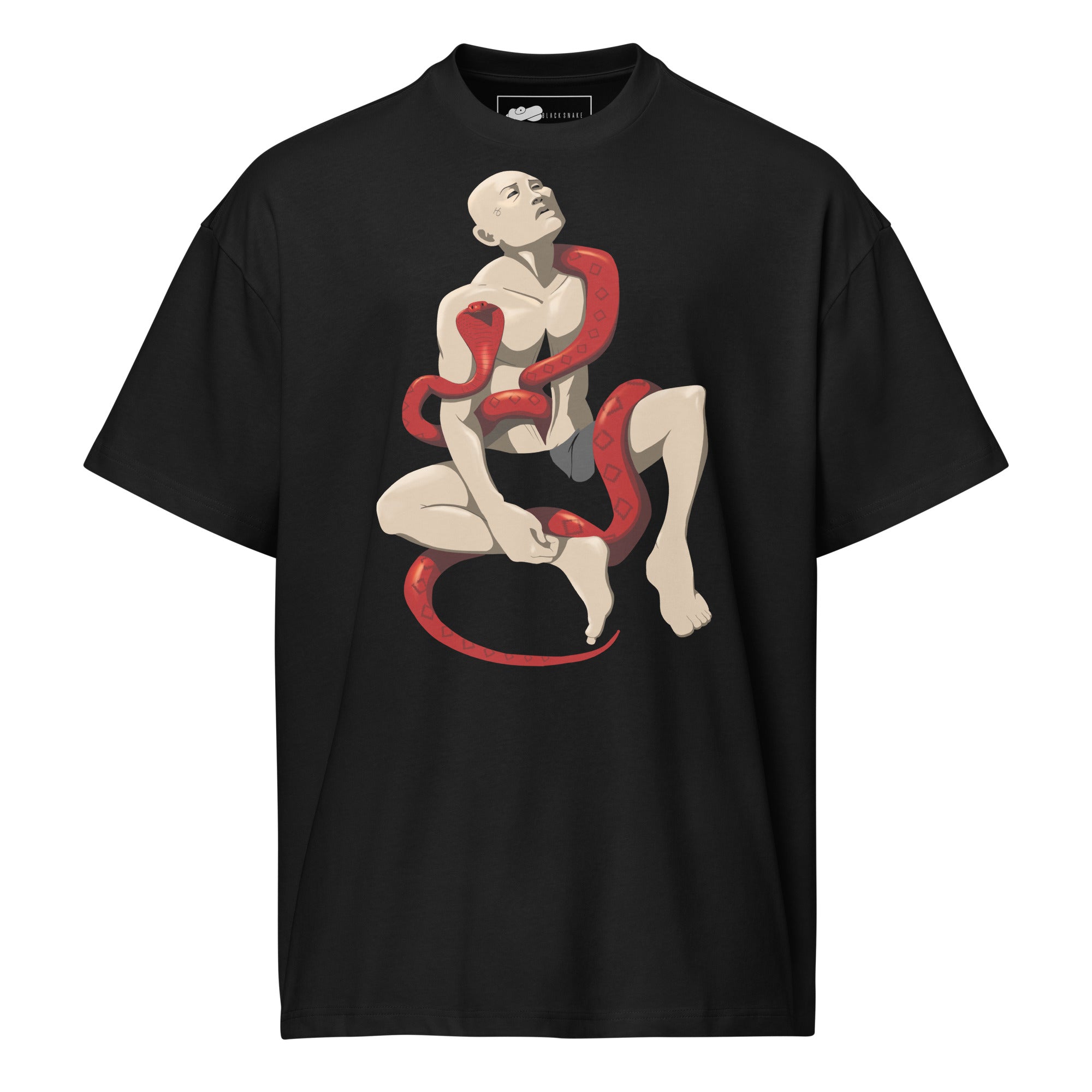 Black Snake MESAN Oversized T-Shirt schwarz Schlange