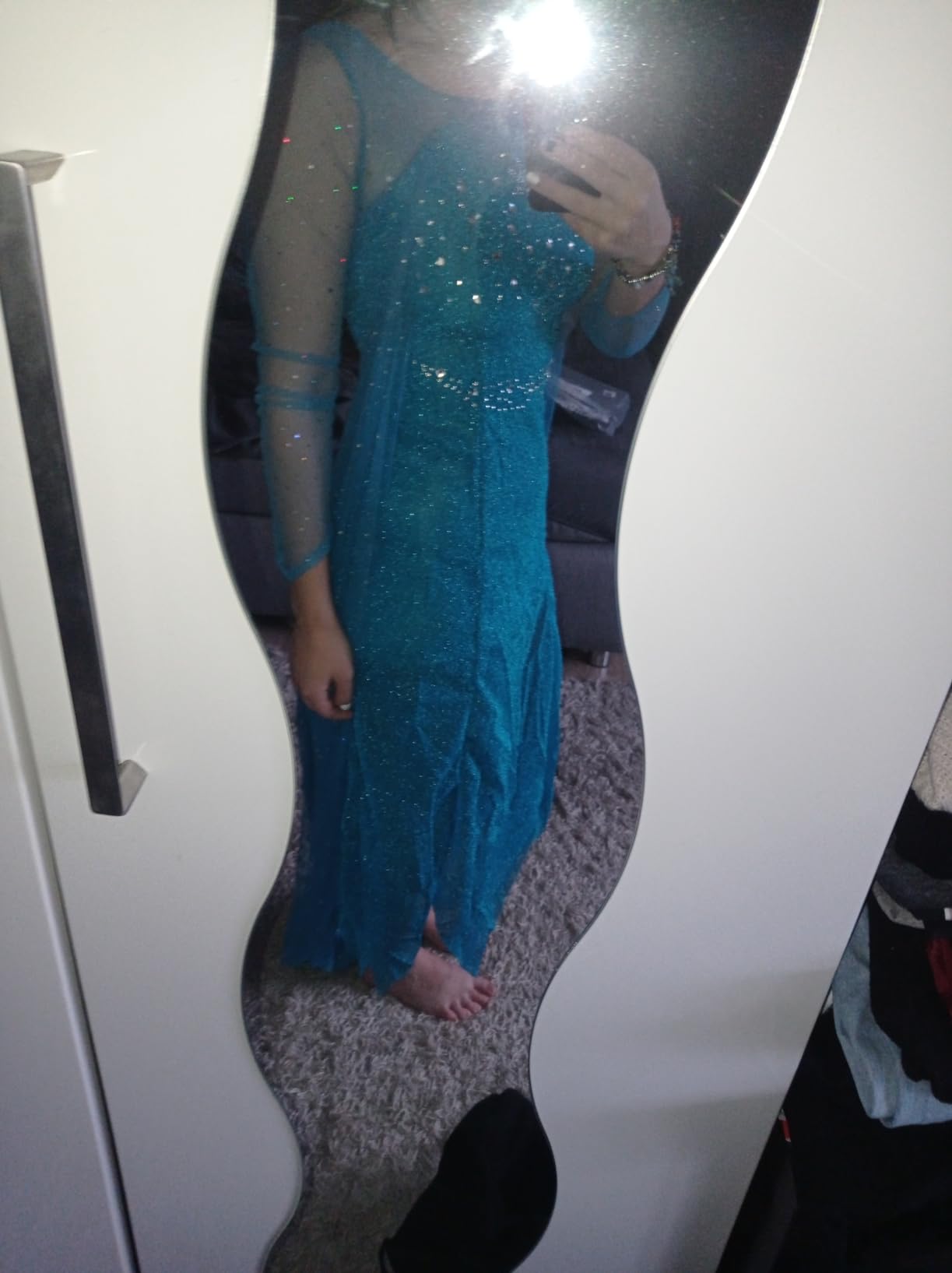 Katara Prinzessin Elsa Kleid Blau Glitzer Kostüm S Damen