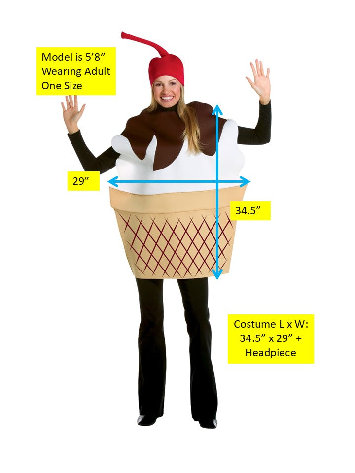 Rasta Imposta Ice Cream Sundae Kostüm Einheitsgröße Eisbecher Tunika