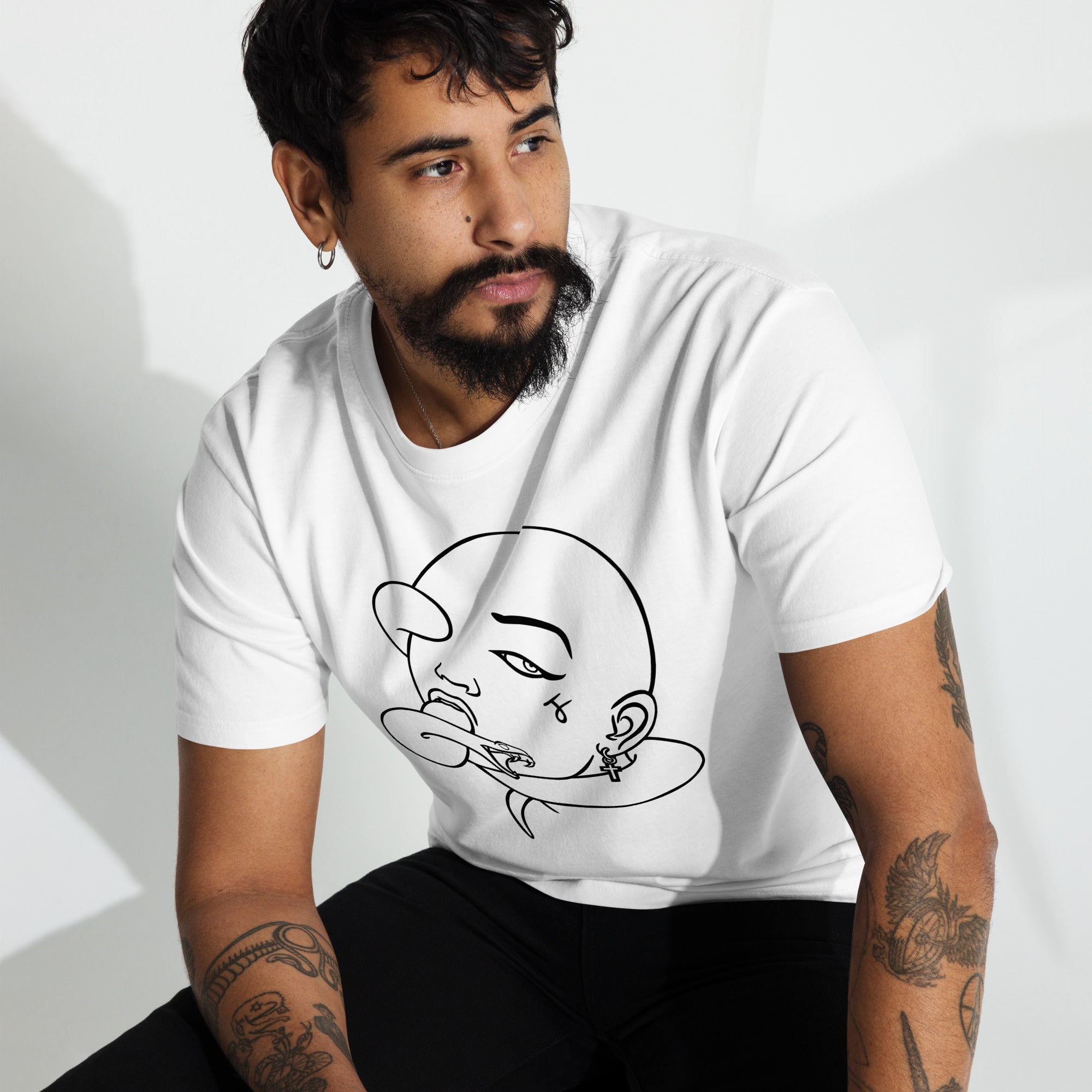 Black Snake TES T-Shirt weiß Line Art Heavyweight