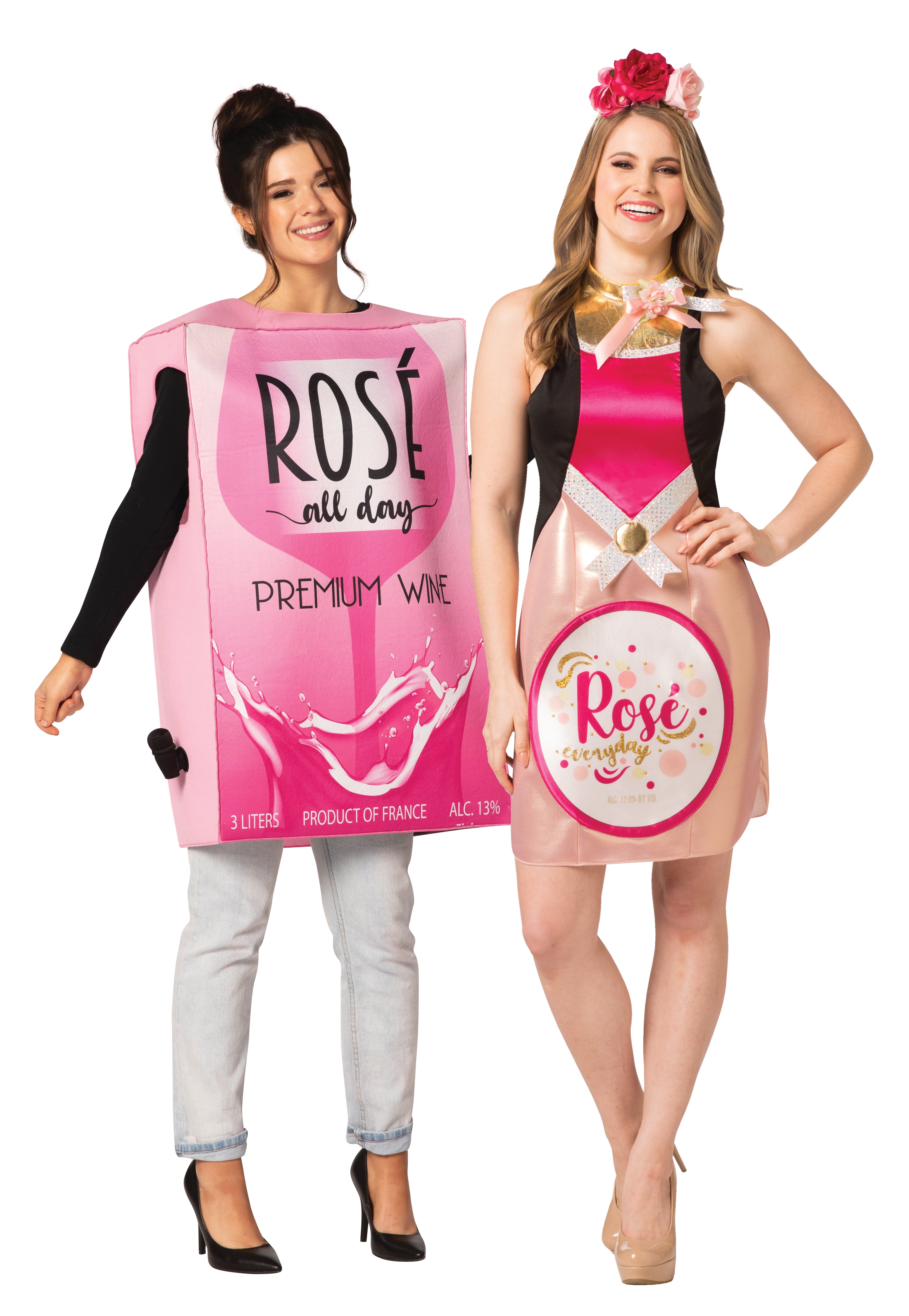 Rasta Imposta Rosé Wine Box Paarkostüm Karton und Kleid