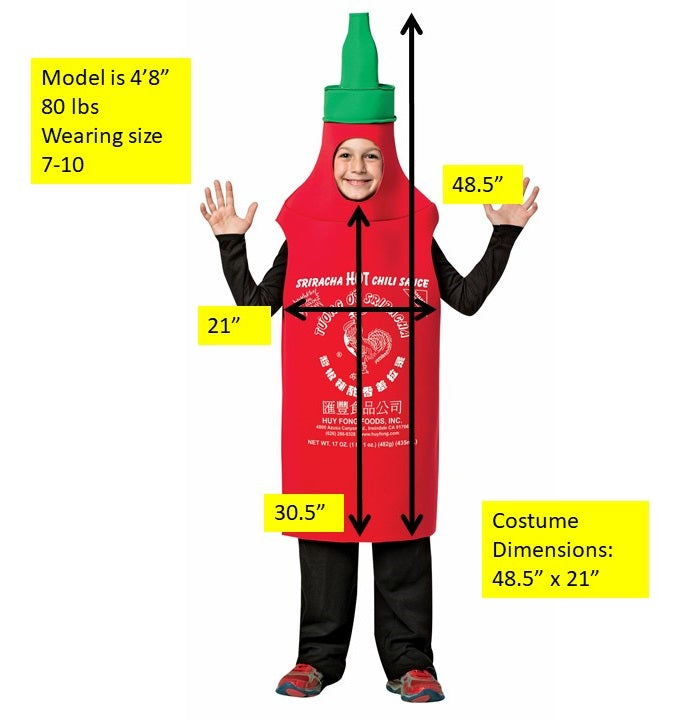 Rasta Imposta Sriracha Kostüm Kinder 7-10 Flaschen-Tunika