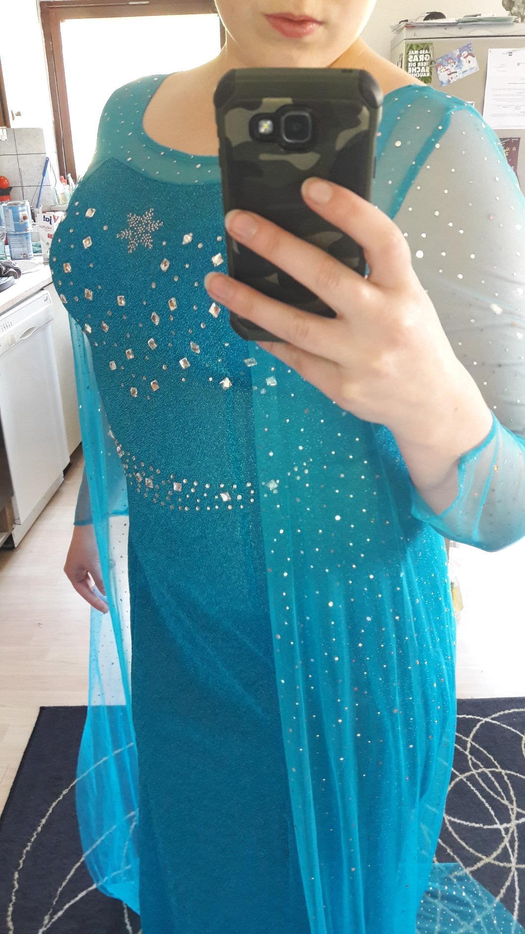 Katara Prinzessin Elsa Kleid Blau Glitzer Kostüm S Damen