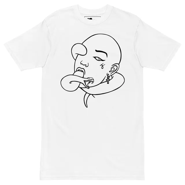 Black Snake TES T-Shirt weiß Line Art Heavyweight