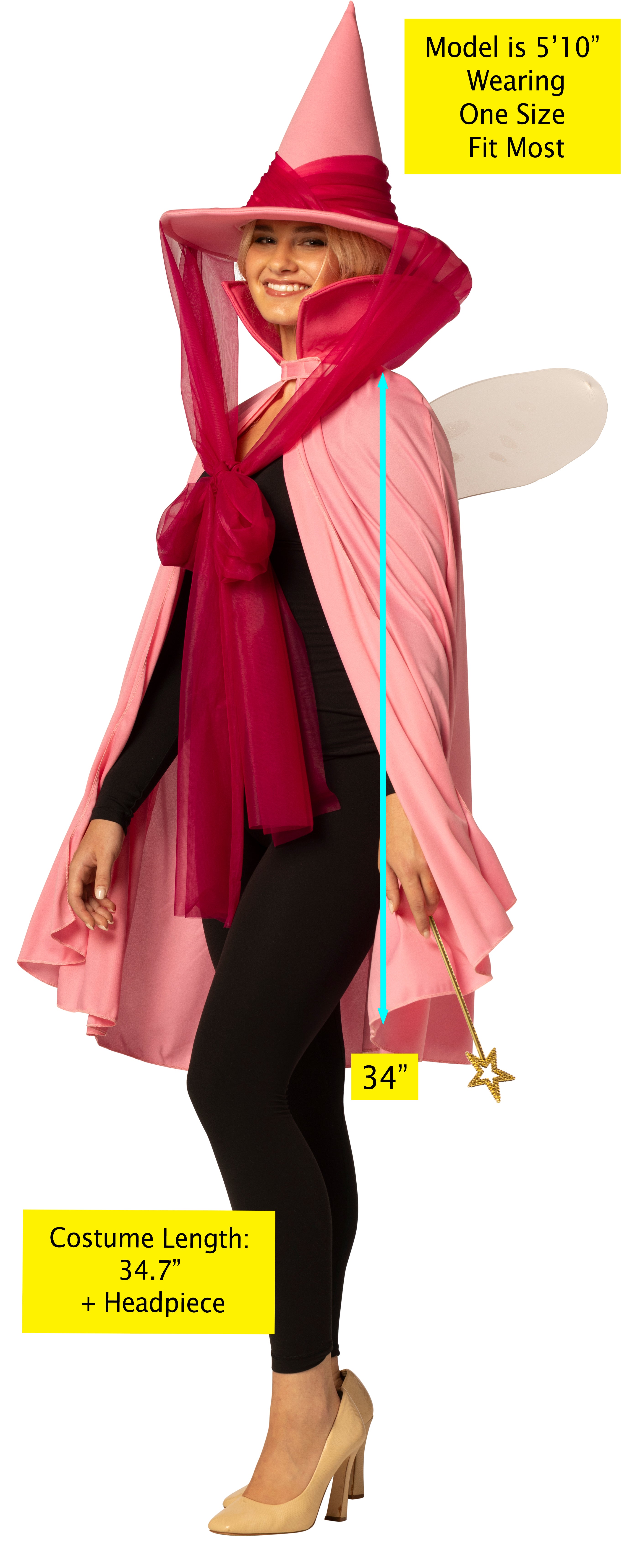Rasta Imposta Fairy Godmother Feenkostüm Rosa One Size mit Stab
