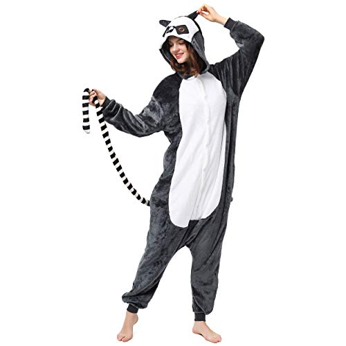 Katara Langur Affen-Kostüm Onesie Flanell schwarz-weiß
