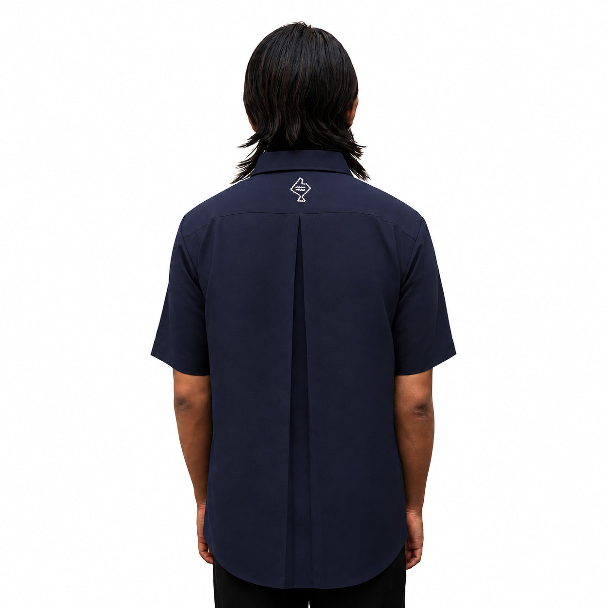 Chaks NISHAAN Herren-Hemd Navy Kantha Baumwolle-Leinen