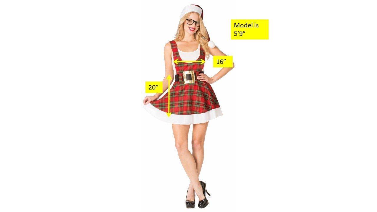 Rasta Imposta Hipster Ms. Claus Kostüm Damen One Size Karo