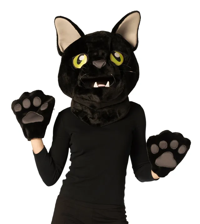 Rasta Imposta Black Cat Maske mit Pfoten Kostümset Schwarz