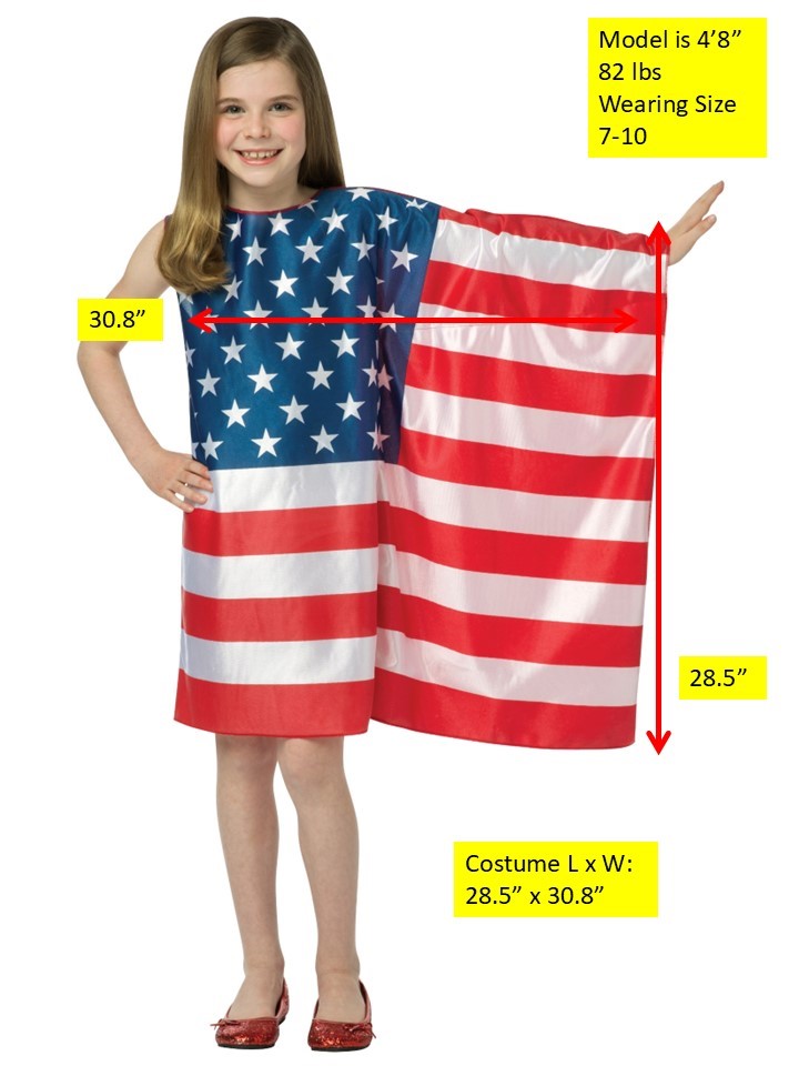 Rasta Imposta USA Flaggenkleid Kostüm Kinder 7-10